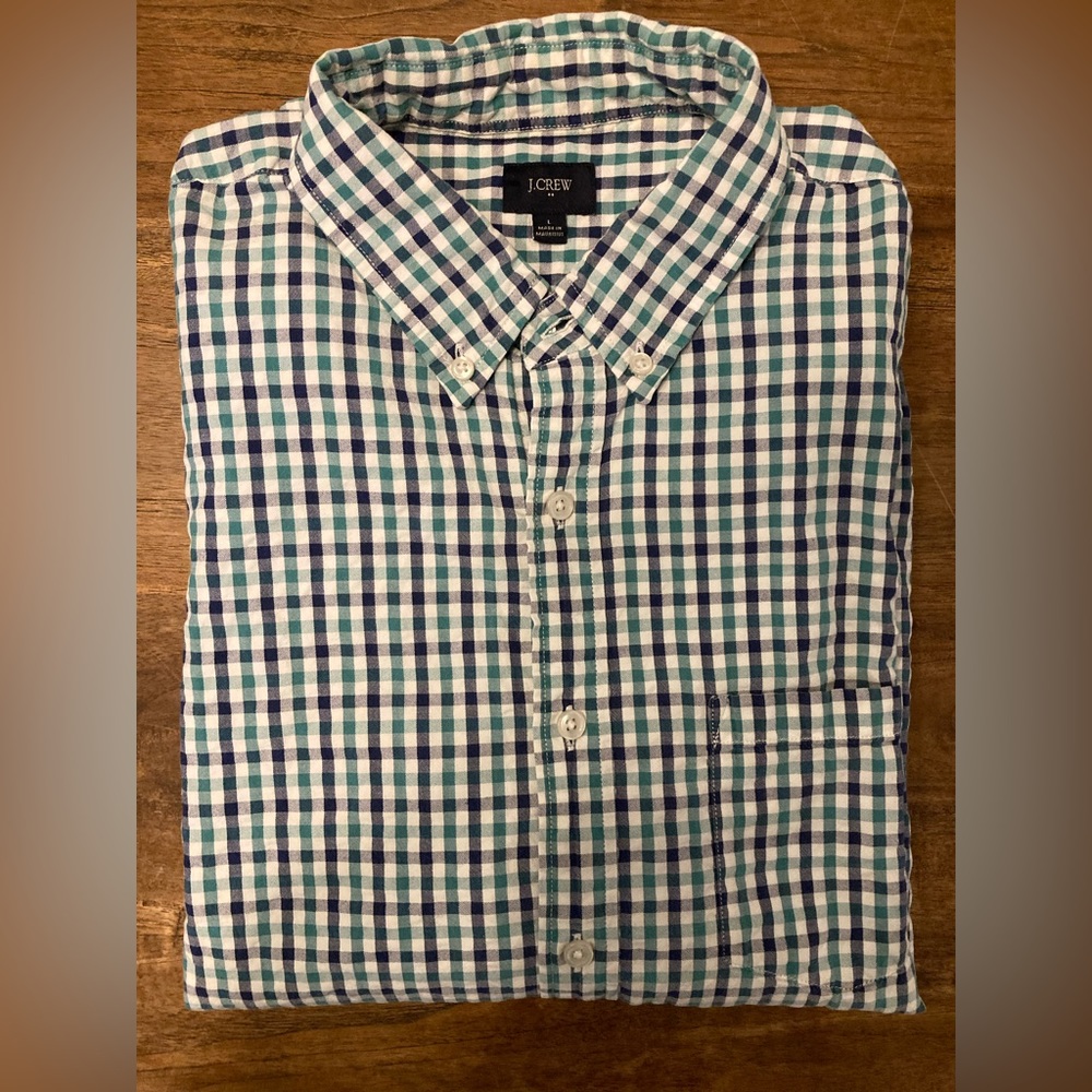 J. Crew Blue-Green Tattersall Shirt
